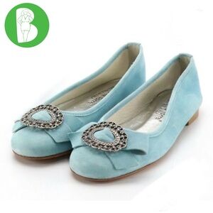 ALBERTO LA TORRE BLUE SUEDE BALLET FLATS SHOE (37)